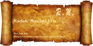 Radek Maximilla névjegykártya